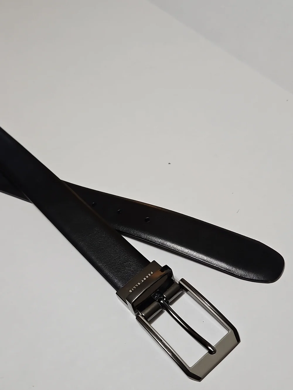 Perry Ellis Men's Black/Brown Reversible Leather Belt with Gunmetal Buckle Sz 38